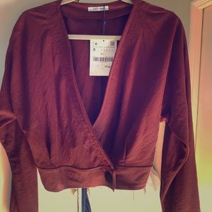 Zara button detail crop top